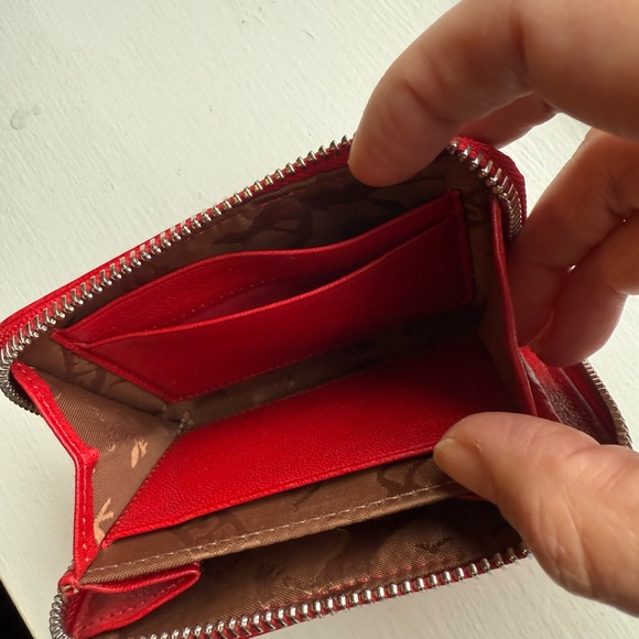 Longchamp Red Leather zip card case coin purse Wallet - Picture 9 of 9